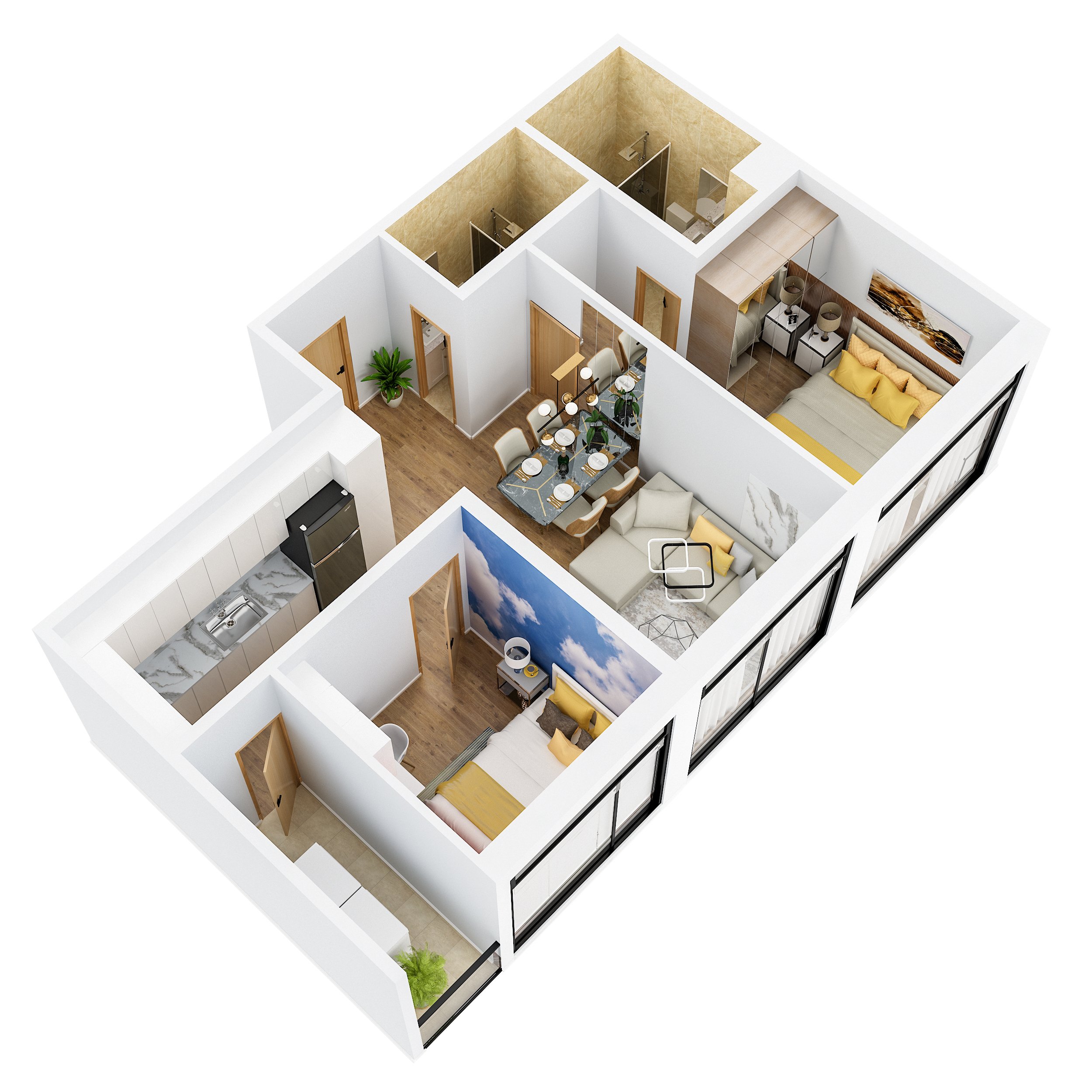 3D floor plan of a house produced from a 3D scan