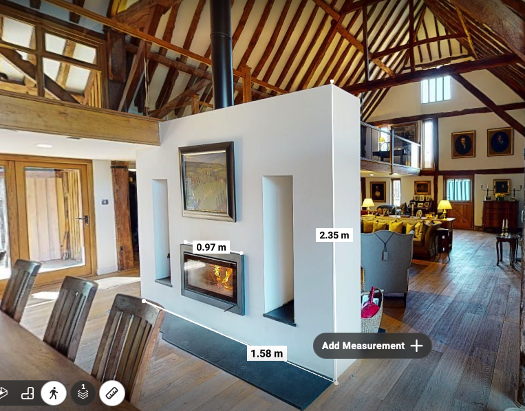 Measurements taken inside a 3D virtual tour of a barn conversion